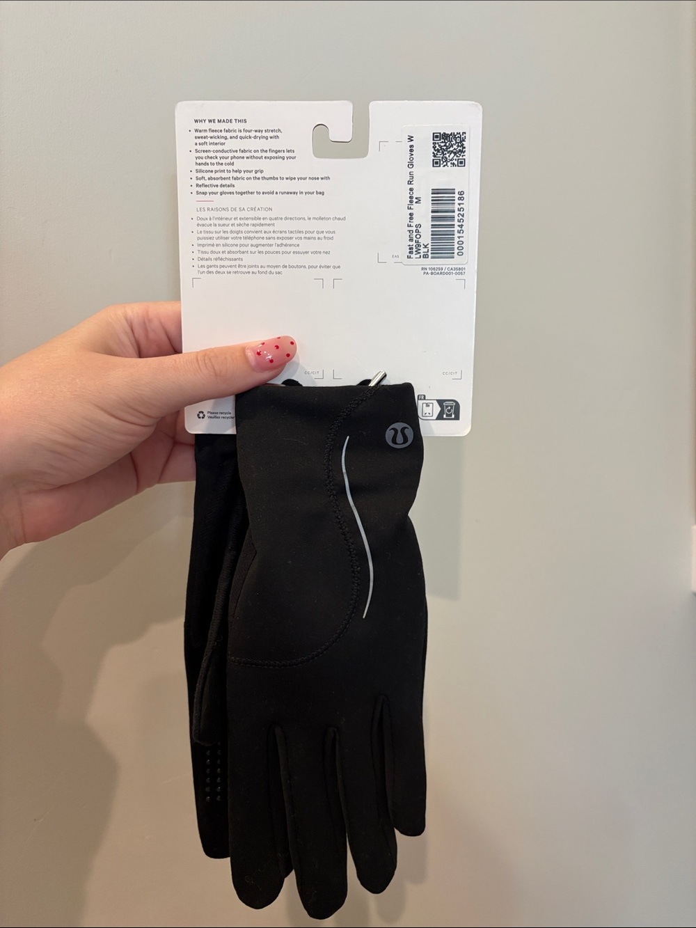 NWT Lululemon Womens Fast and Free Fleece Running Gloves Black - Picture 3 of 4